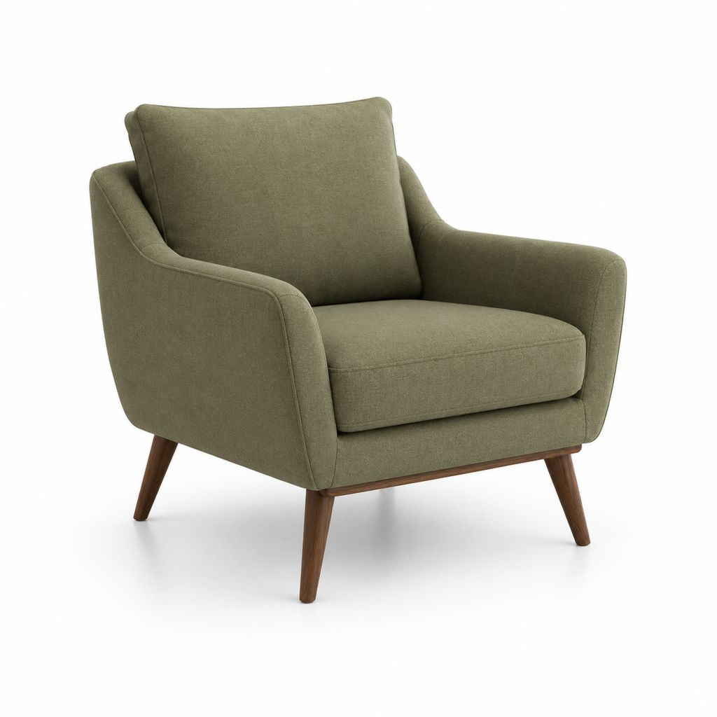 Fauteuil de salon vert olive en polyester forme enveloppante 80 x 84 x 82 cm