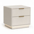 Table de chevet 2 tiroirs beige en panneaux MDF rectangulaire 50 x 40 x 55 cm