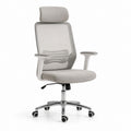 Chaise de bureau ergonomique grise en polyester avec dossier en maille 66 x 66 x 118-128 cm
