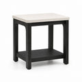 Table d'appoint carrée avec étagère blanc et noir en MDF et hévéa massif 45 x 45 x 55 cm