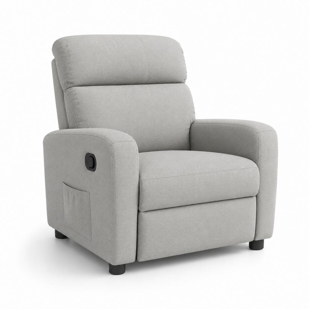 Fauteuil relax inclinable manuel gris clair en polyester 90 x 95 x 102 cm