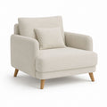 Fauteuil de salon beige en polyester bouclette avec coussin 85 x 88 x 90 cm