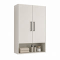 Armoire murale 2 portes blanc en panneaux MDF 60 x 20 x 80 cm avec niche ouverte