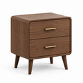 Table de chevet 2 tiroirs marron noyer MDF rectangulaire 50 x 40 x 60 cm