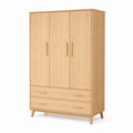 Armoire de chambre 3 portes 2 tiroirs chêne clair en panneaux de particules 120 x 55 x 200 cm