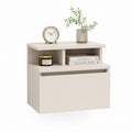 Table de chevet avec tiroir et niches ouverte beige en MDF 50 x 40 x 55 cm