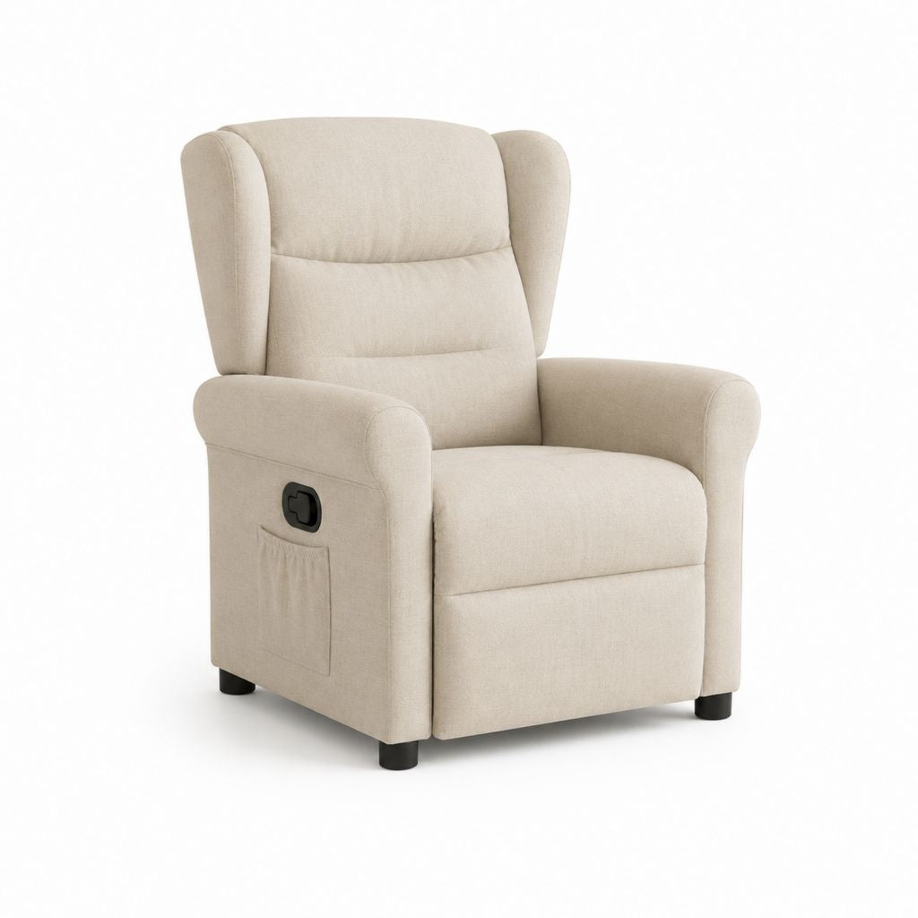 Fauteuil relax inclinable manuel beige en polyester 80 x 90 x 105 cm