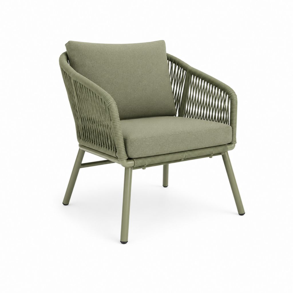 Fauteuil de jardin vert en aluminium et corde synthétique 74 x 78 x 82 cm
