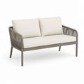 Canapé de jardin 2 places taupe et beige en aluminium thermolaqué avec corde en polypropylène 135 x 75 x 78 cm