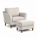 Fauteuil avec repose-pieds beige en polyester à dossier rectangulaire 82 x 84 x 92 cm