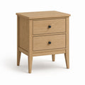 Table de chevet 2 tiroirs chêne naturel en MDF plaqué chêne 45 x 35 x 60 cm
