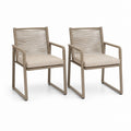 Lot de 2 fauteuils de jardin taupe en aluminium et corde PP avec coussins 61 x 64 x 87 cm