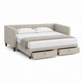 Lit banquette avec 2 tiroirs beige en polyester rectangulaire 160 x 200 cm