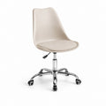 Chaise de bureau pivotante beige en similicuir PU avec roulettes 48 x 53 x 80-90 cm