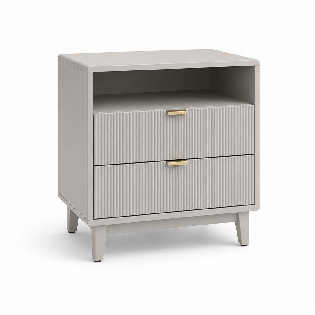Table de chevet 2 tiroirs gris clair MDF rectangulaire 50 x 40 x 60 cm