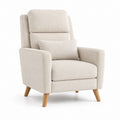 Fauteuil droit de salon beige en polyester avec pieds en hévéa massif 78 x 88 x 101 cm